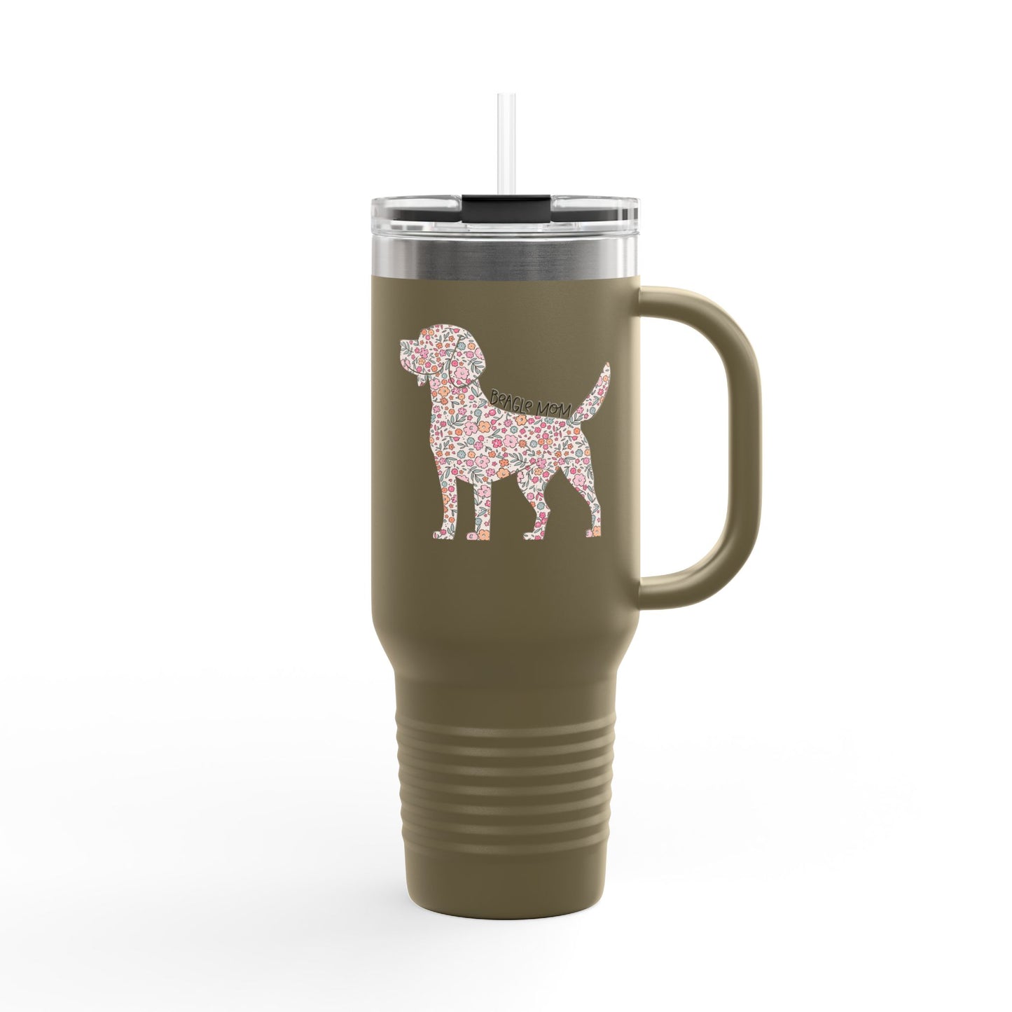 Floral Beagle Mom Insulated Tumbler - 40oz
