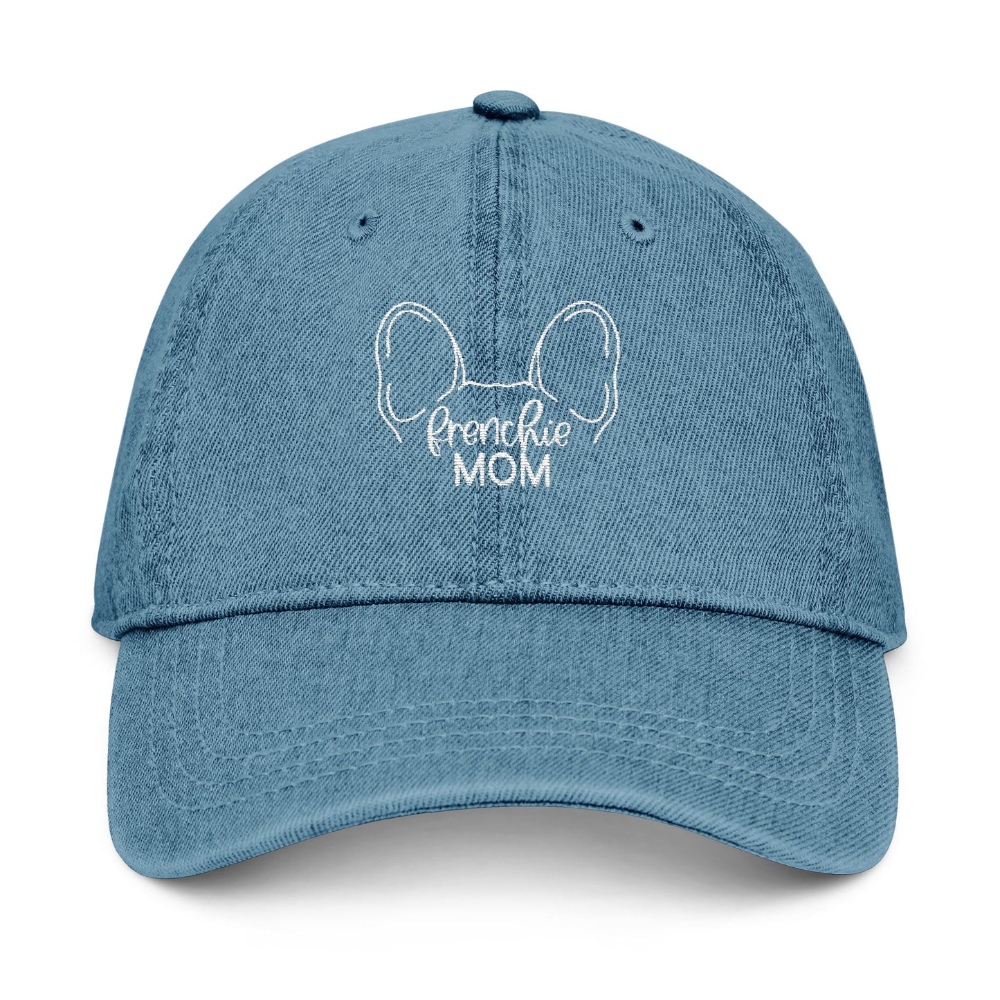 Frenchie Mom Denim Embroidered Cap