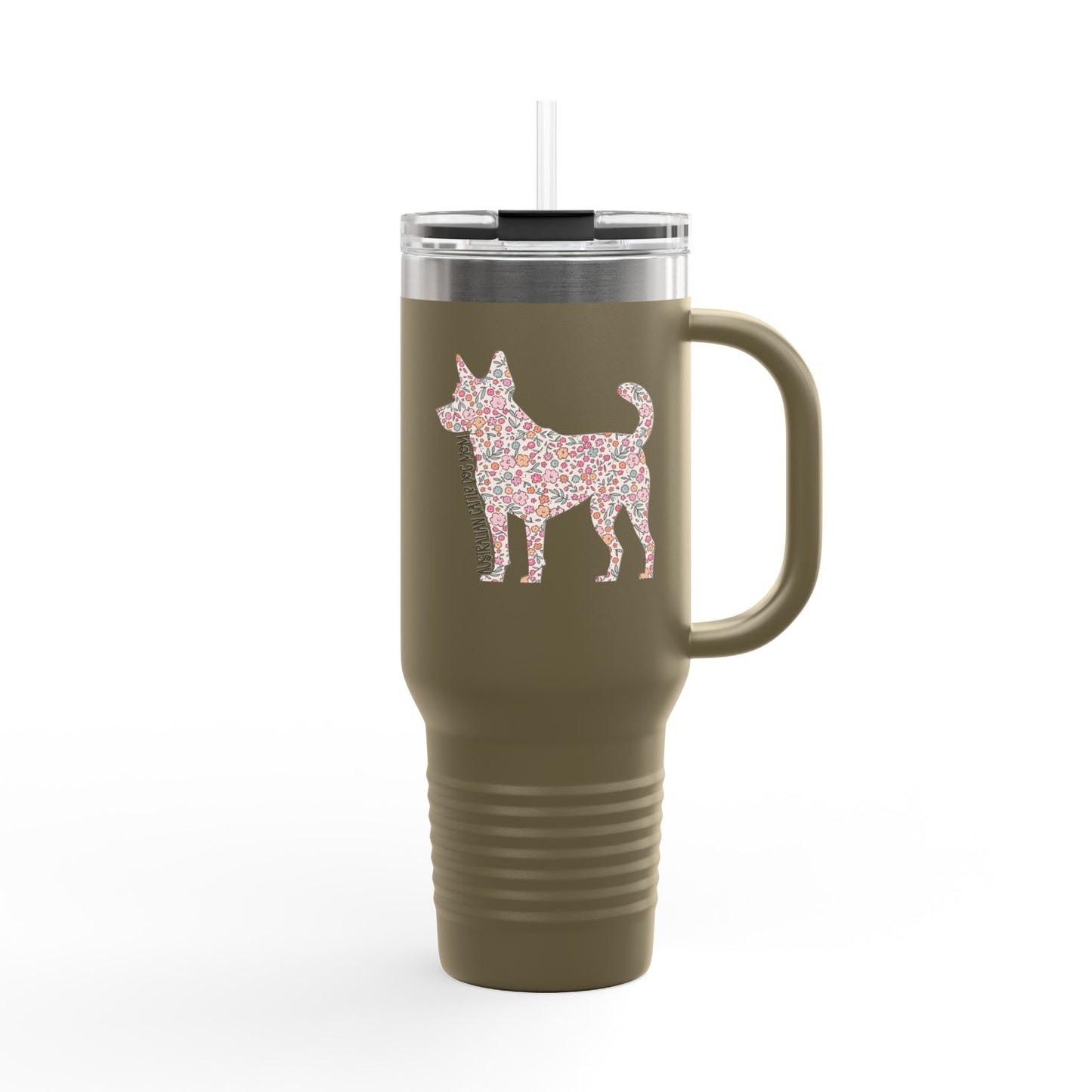 Floral Australian Cattle Dog Mom Insulated Tumbler - 40oz