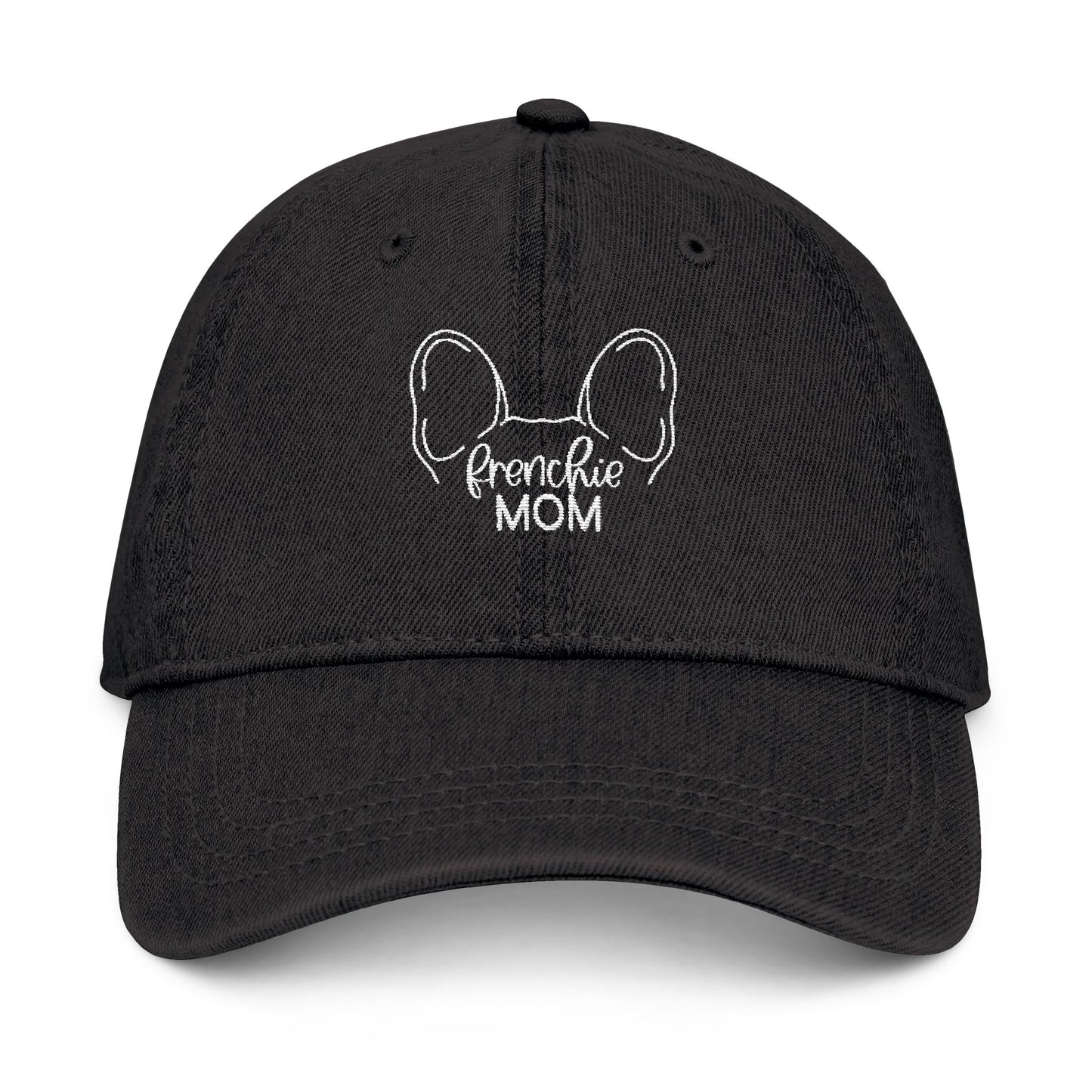 Frenchie Mom Denim Embroidered Cap