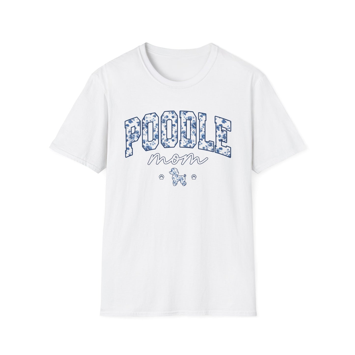 Blue Floral Poodle Mom Tee