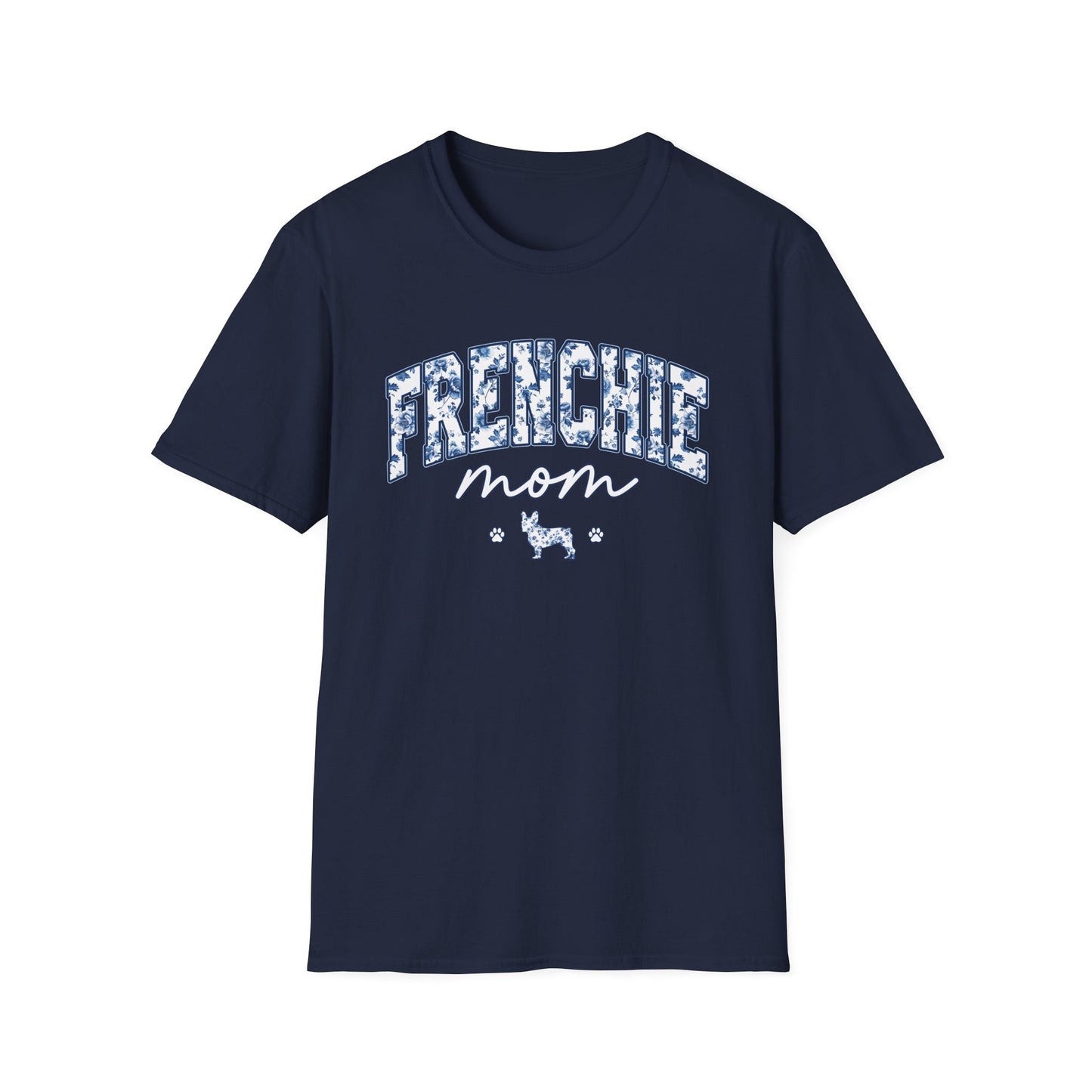 Blue Floral Frenchie Mom Tee