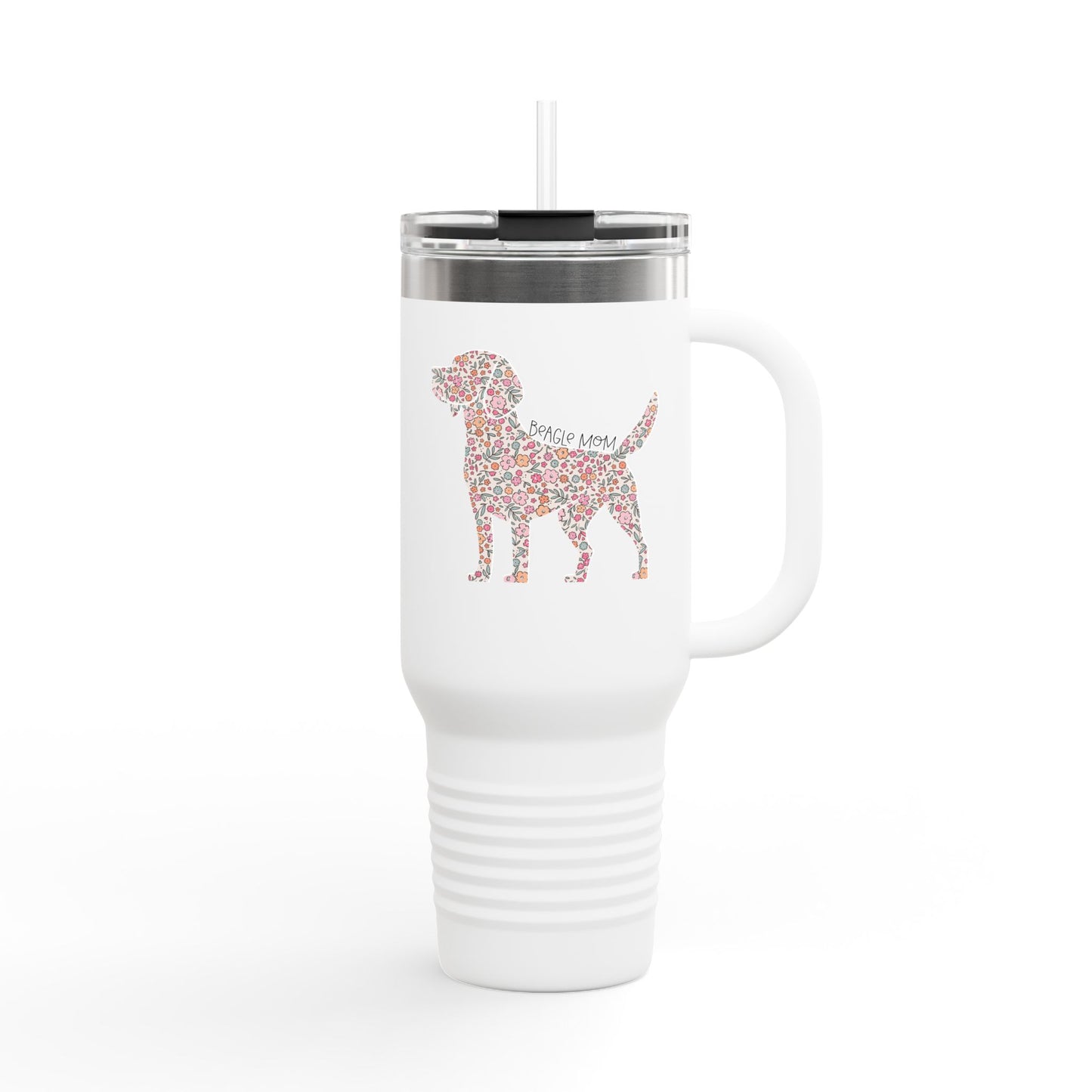 Floral Beagle Mom Insulated Tumbler - 40oz