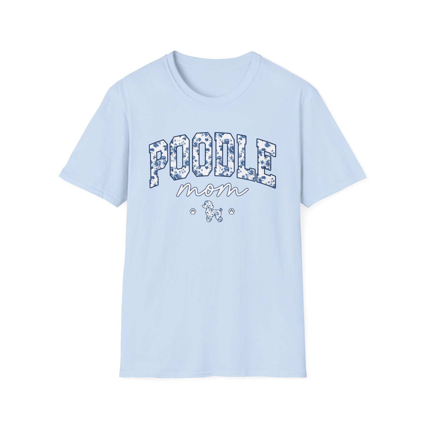 Blue Floral Poodle Mom Tee