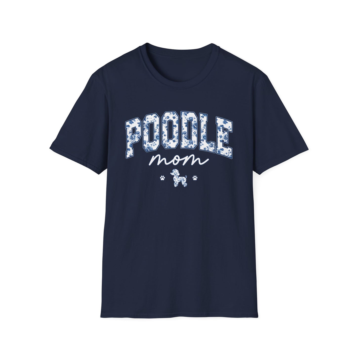 Blue Floral Poodle Mom Tee