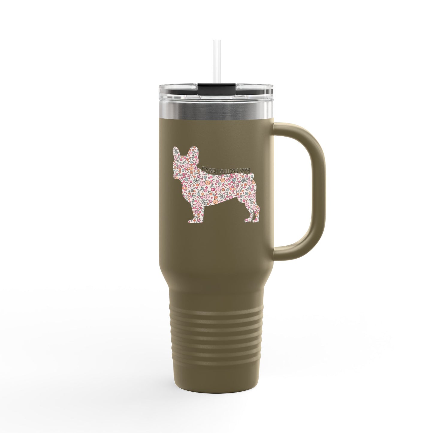 Floral French Bulldog Mom Insulated Tumbler - 40oz