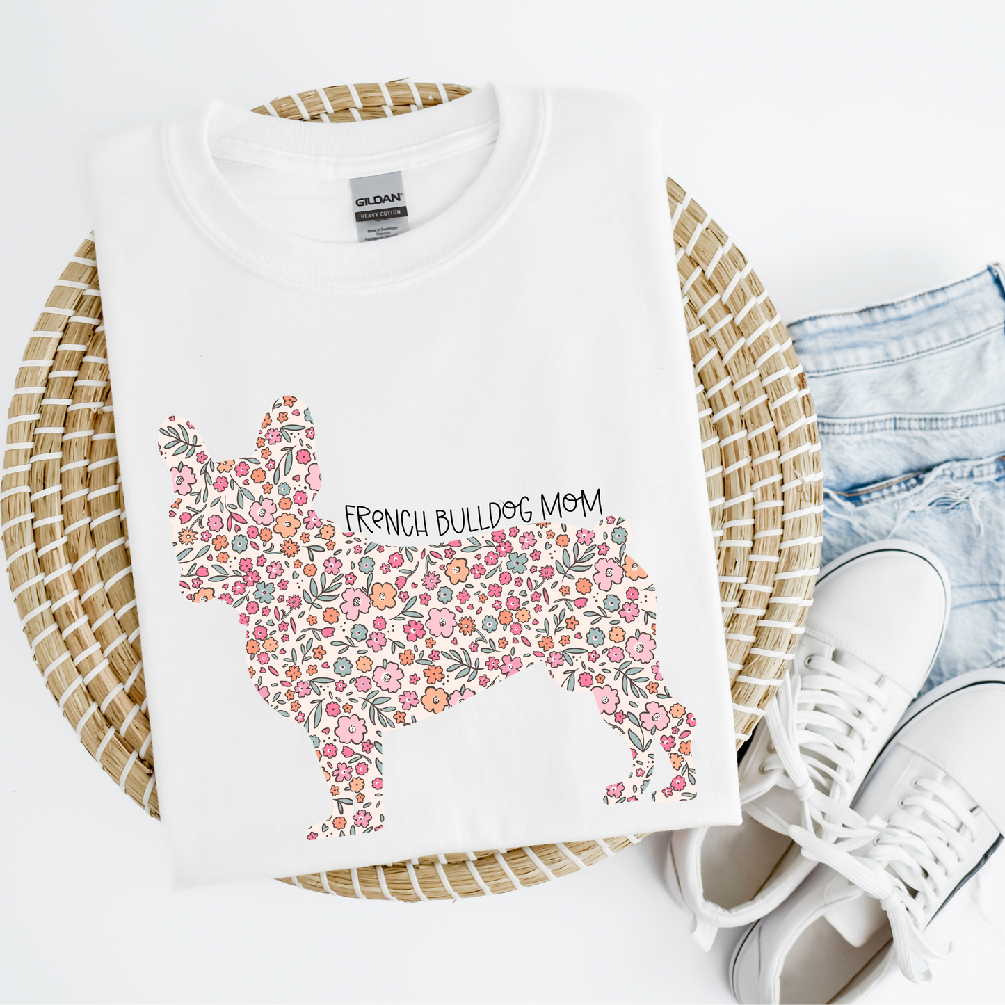 Floral Frenchie Mom Tee