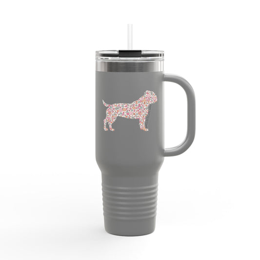 Floral American Bulldog Mom Insulated Tumbler - 40oz