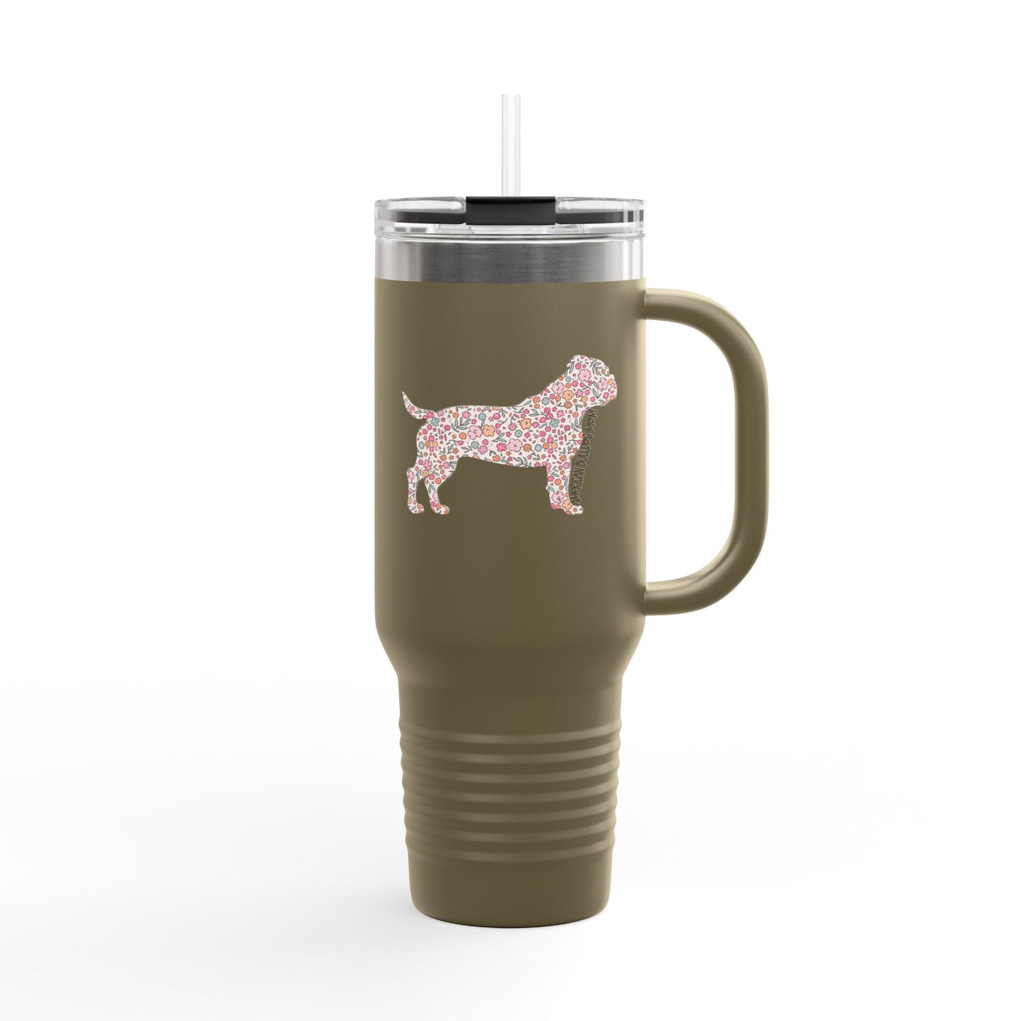 Floral American Bulldog Mom Insulated Tumbler - 40oz