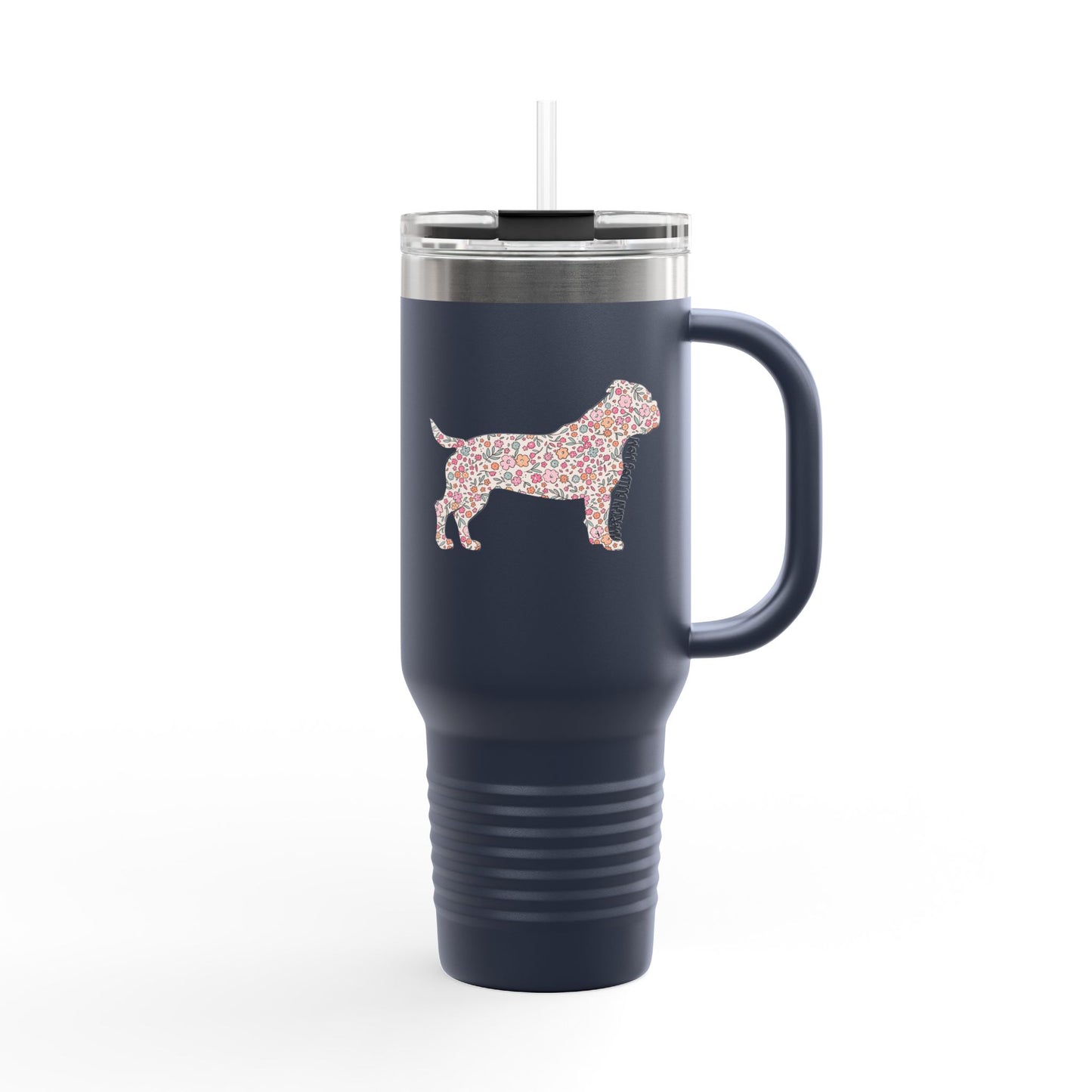 Floral American Bulldog Mom Insulated Tumbler - 40oz