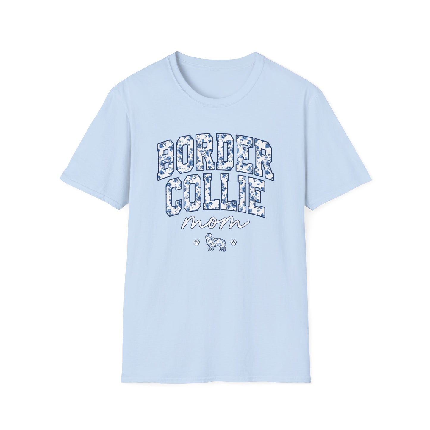Blue Floral Border Collie Mom Tee