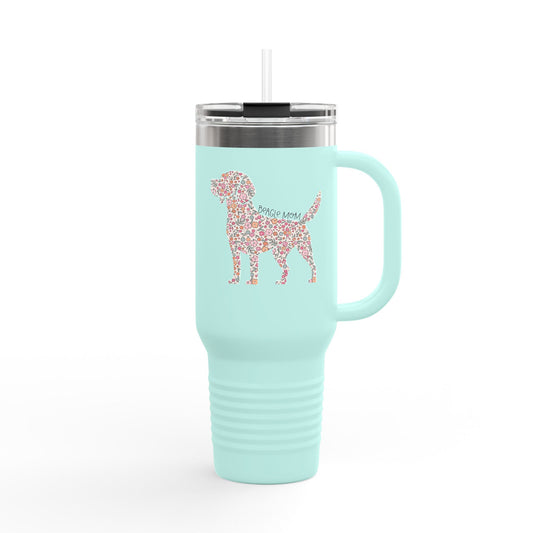 Floral Beagle Mom Insulated Tumbler - 40oz