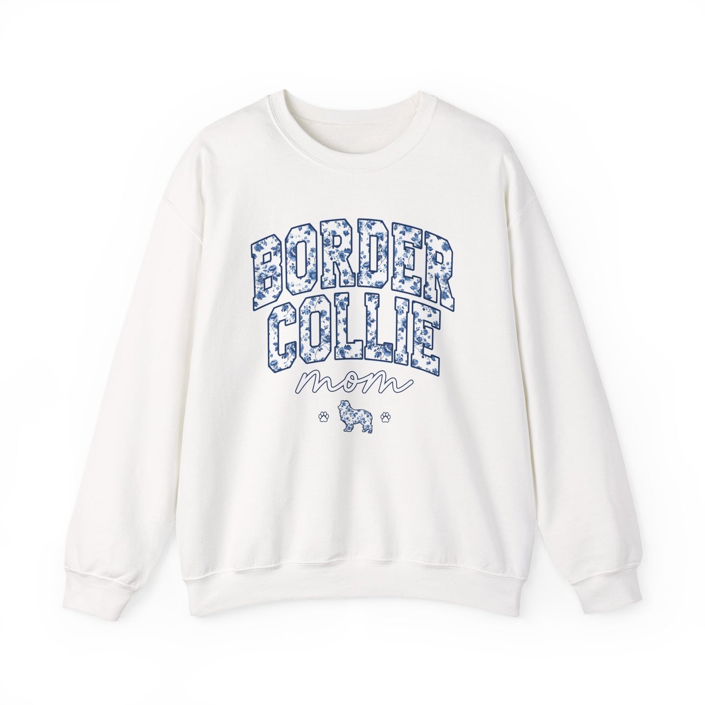 Blue Floral Border Collie Mom Crewneck