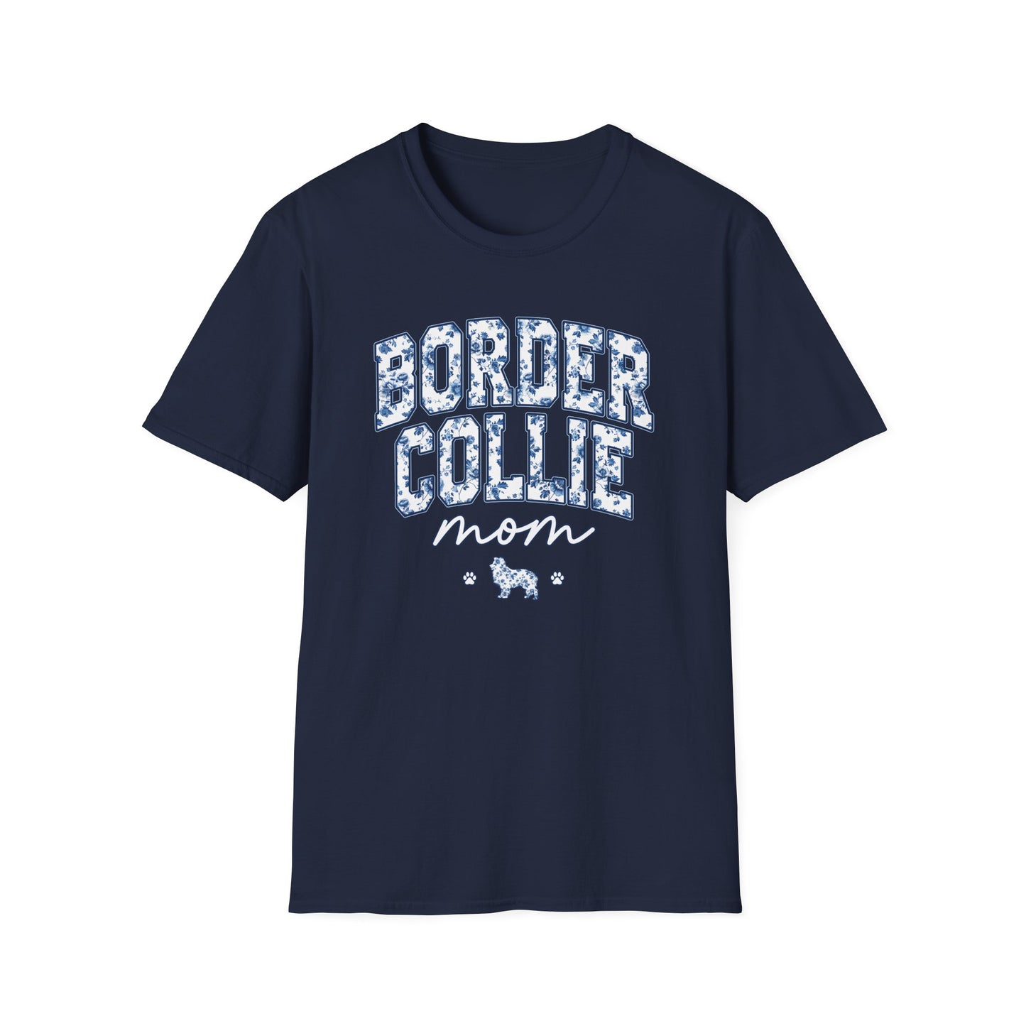 Blue Floral Border Collie Mom Tee