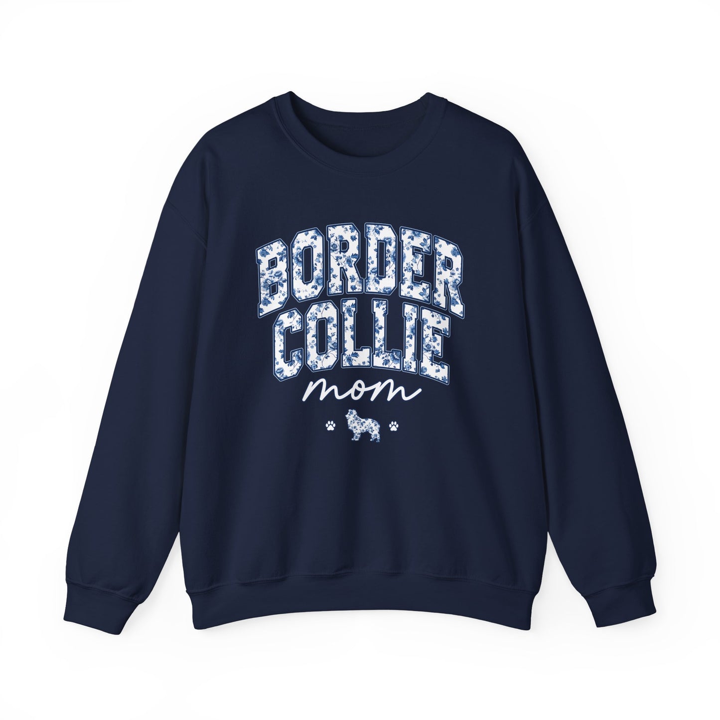 Blue Floral Border Collie Mom Crewneck