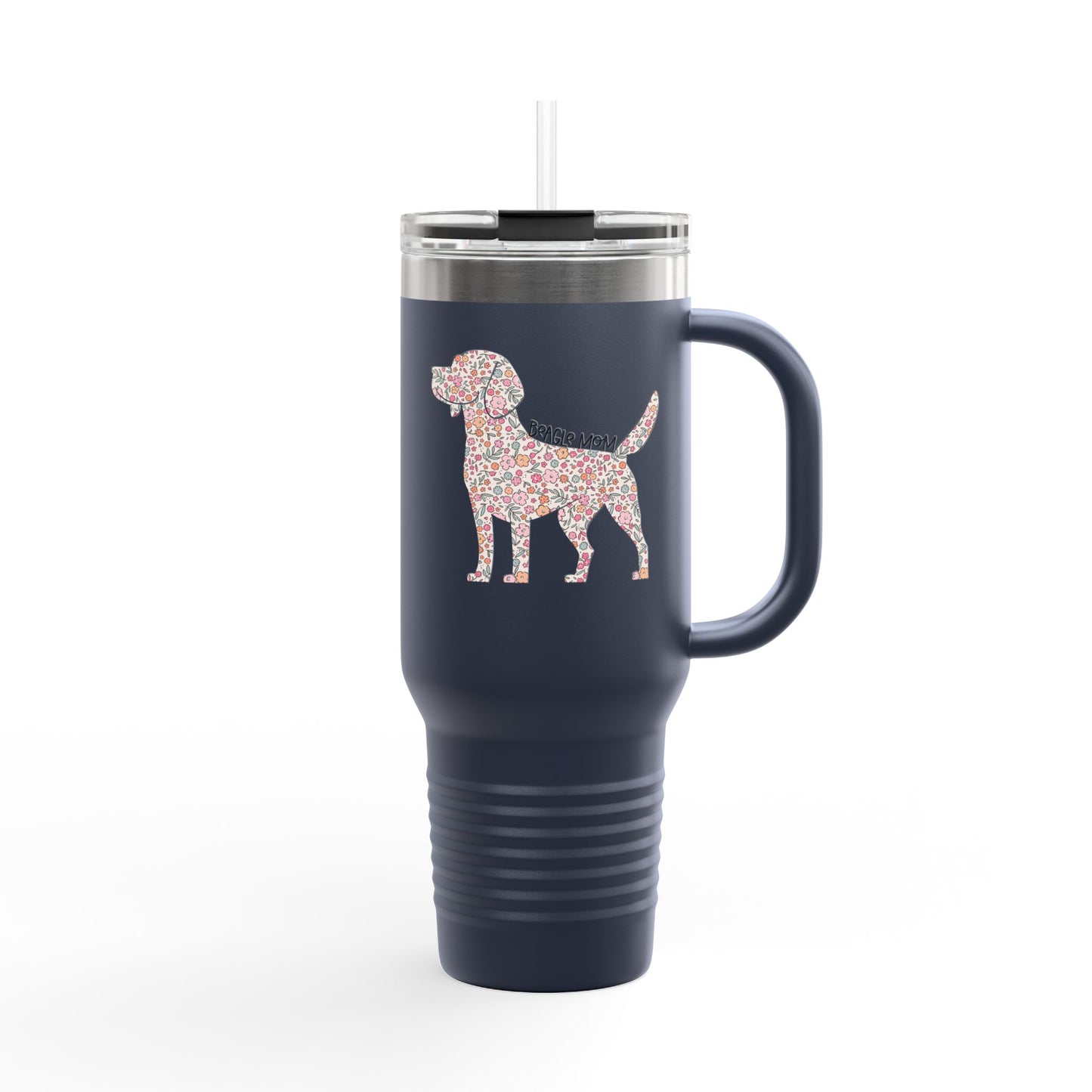 Floral Beagle Mom Insulated Tumbler - 40oz