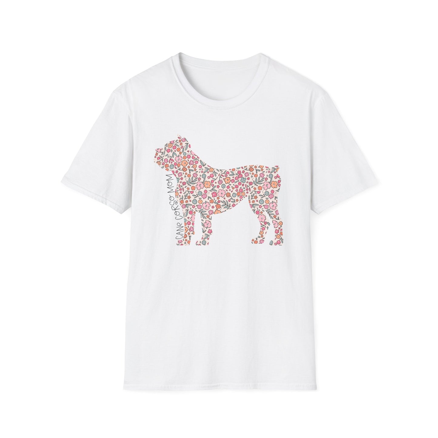 Floral Bulldog T-Shirt, Pet Lover Gift, Cute Dog Tee, Softstyle Unisex Shirt, Animal Lover Apparel, Summer Casual Wear, Birthday Gift