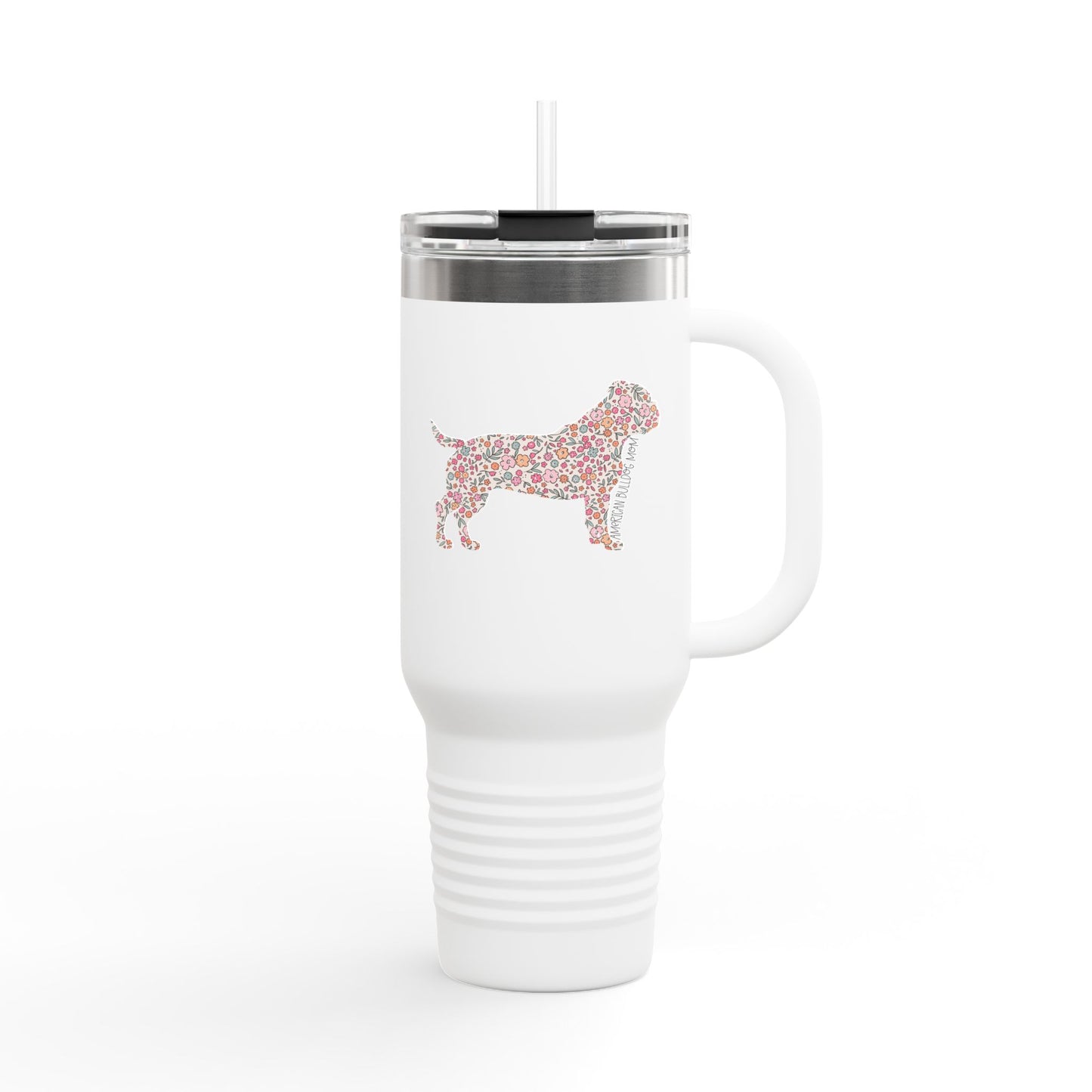 Floral American Bulldog Mom Insulated Tumbler - 40oz
