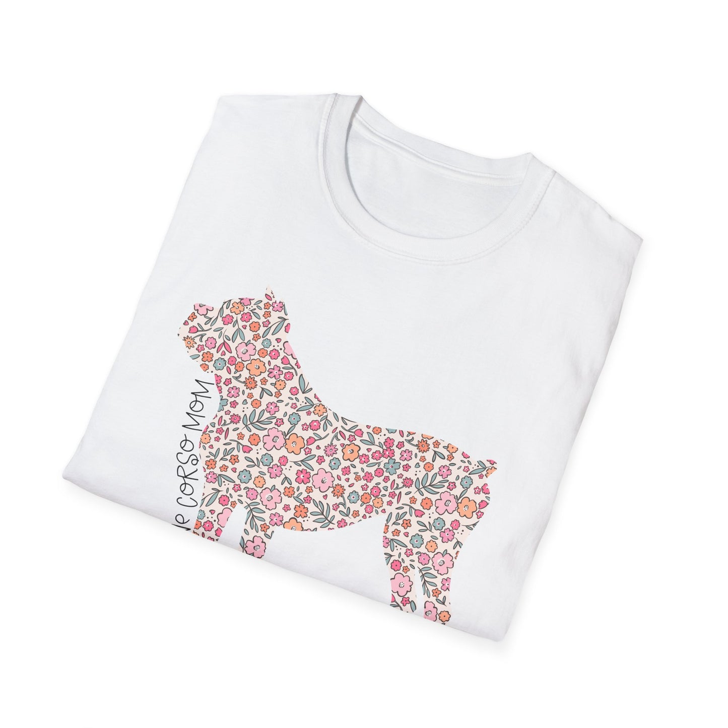 Floral Bulldog T-Shirt, Pet Lover Gift, Cute Dog Tee, Softstyle Unisex Shirt, Animal Lover Apparel, Summer Casual Wear, Birthday Gift