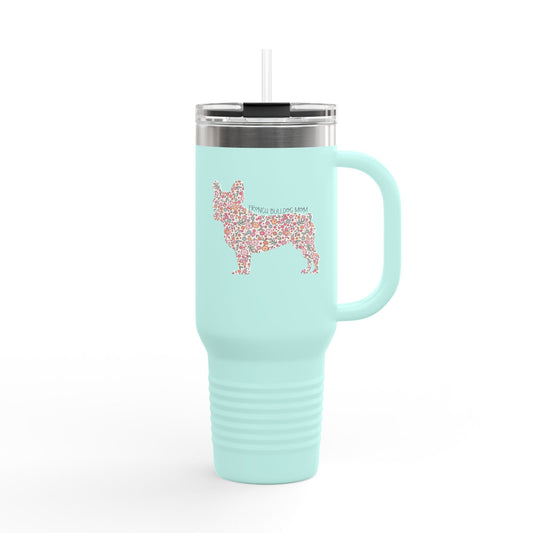Floral French Bulldog Mom Insulated Tumbler - 40oz