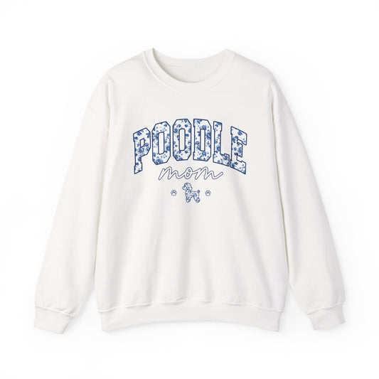 Blue Floral Poodle Mom Crewneck