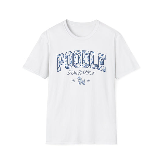 Blue Floral Poodle Mom Tee