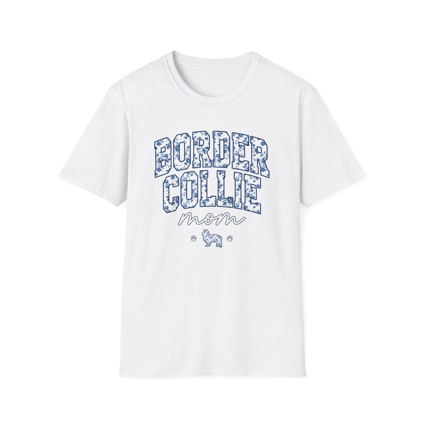 Blue Floral Border Collie Mom Tee