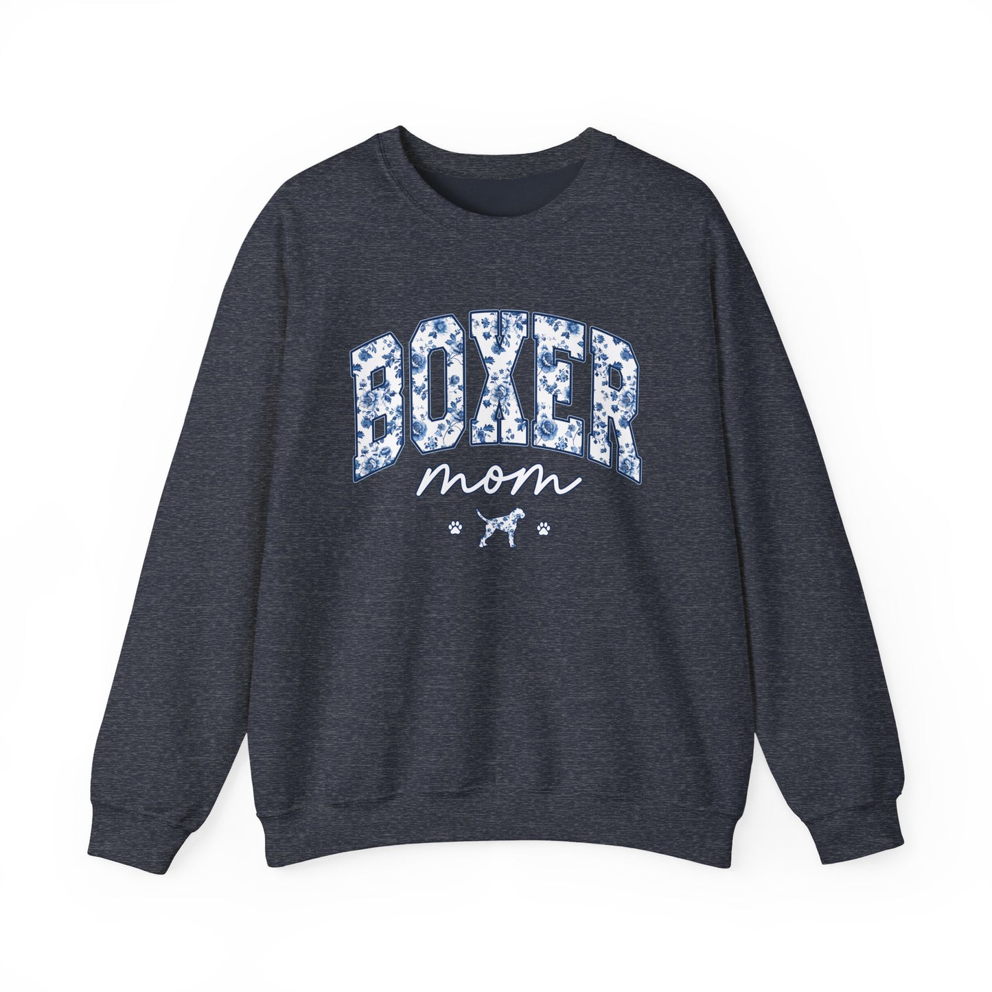 Blue Floral Boxer Mom Crewneck