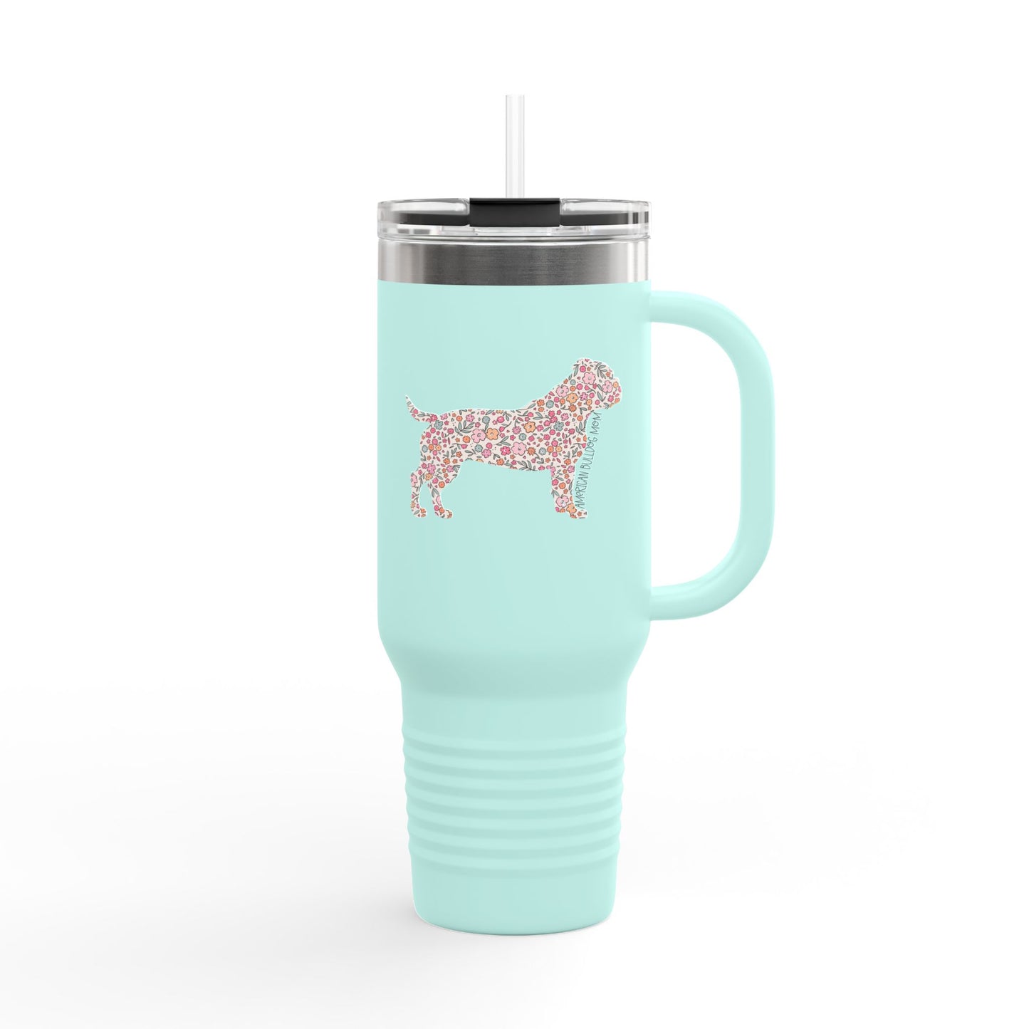 Floral American Bulldog Mom Insulated Tumbler - 40oz