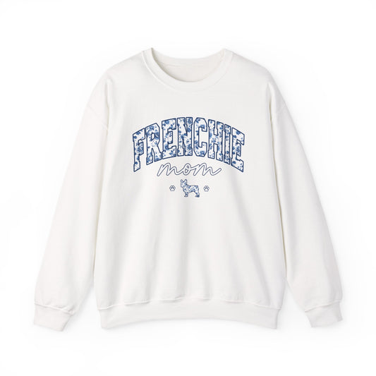 Blue Floral Frenchie Mom Crewneck