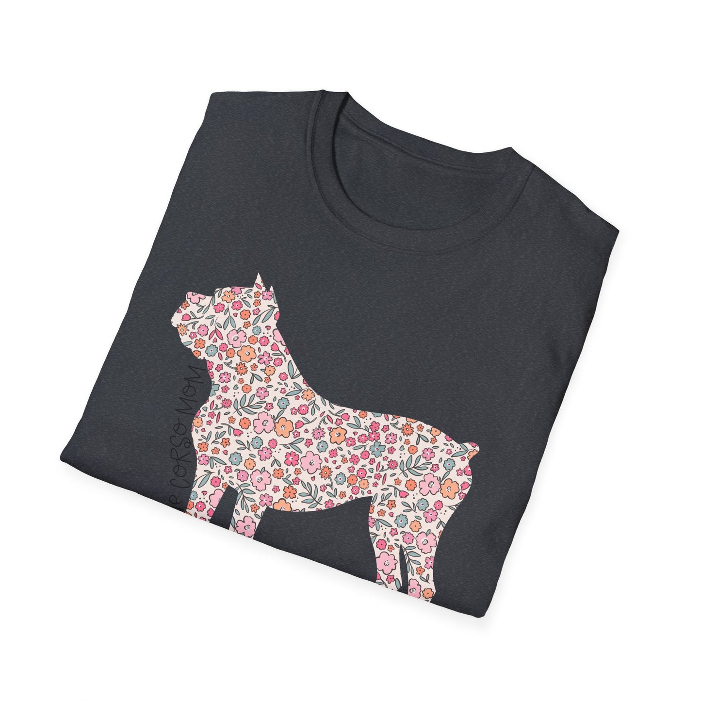 Floral Bulldog T-Shirt, Pet Lover Gift, Cute Dog Tee, Softstyle Unisex Shirt, Animal Lover Apparel, Summer Casual Wear, Birthday Gift