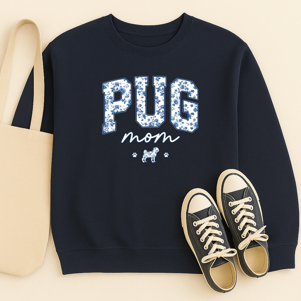 Varsity Crewneck: Pug Mom