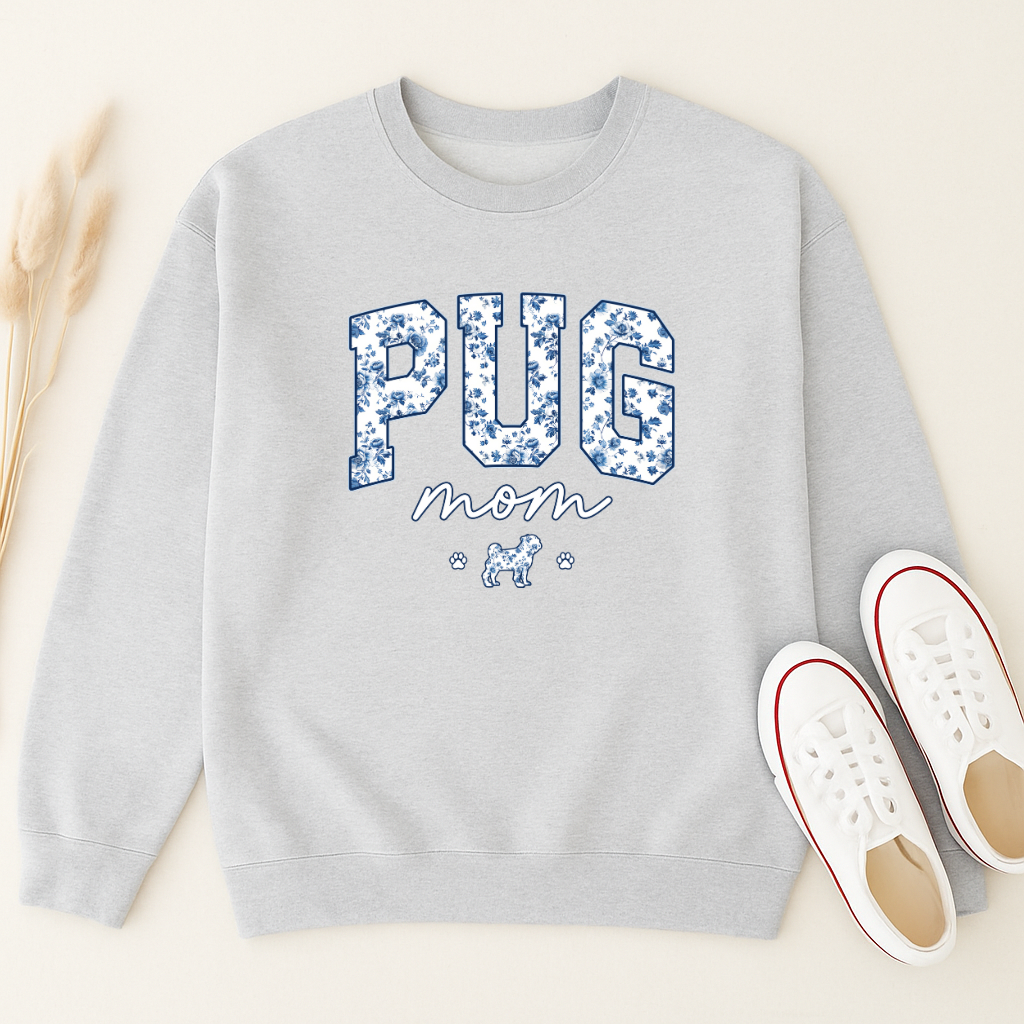 Varsity Crewneck: Pug Mom