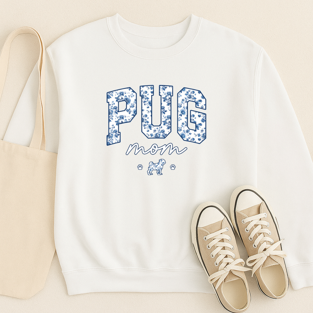Varsity Crewneck: Pug Mom