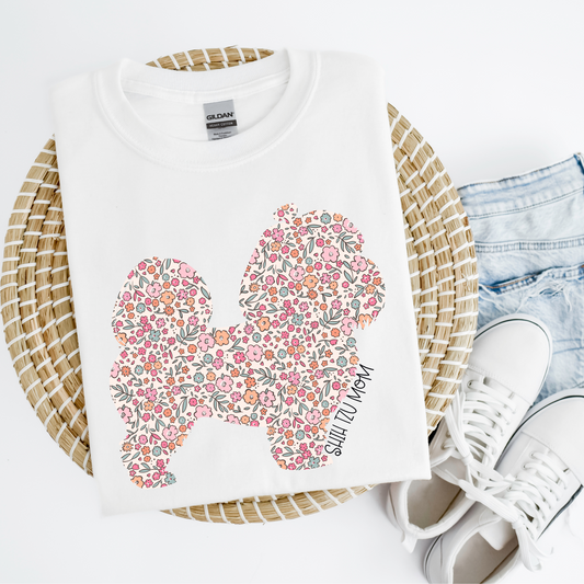 Floral Shih Tzu Mom Tee