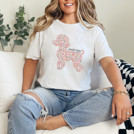 Floral Poodle Mom Tee